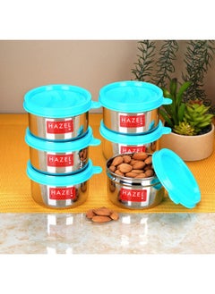 Hazel HAZEL Air Tight Containers For Storage | Stainless Steel Storage Containers For Kitchen Airtight | Container For Kitchen Storage Set Of 6, 150 Ml Each, Silver  - Image 2