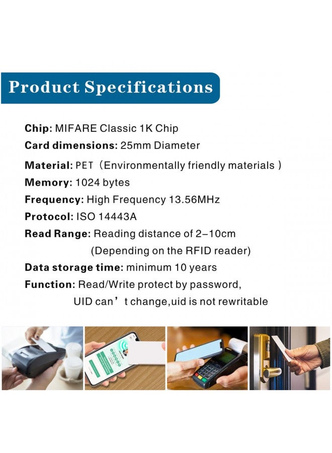 Timeskey NFC 20 Pack Mifare Classic 1k NFC Tag RFID Sticker 13.56mhz RFID NFC Tags Classic 1k ISO14443A RFID Smart 25mm Adhesive Smart NFC Tags by Timeskey NFC - Image 3