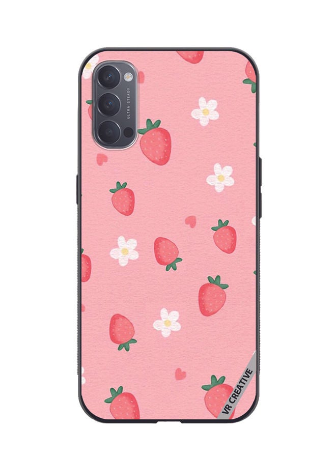 VR CREATIVE Protective Case Cover For Oppo Reno4 Pro 5G Strawberry Design Multicolour - Image 1