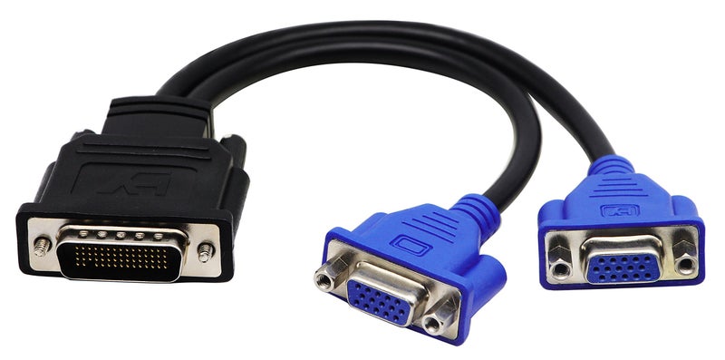 zdyCGTime DMS-59 59-Pin Male to Dual VGA Female Y Splitter Video Card Adapter Cable for Matrox Molex ATI Nvidia Lenovo Hp Dell Computer-10inch - Image 1