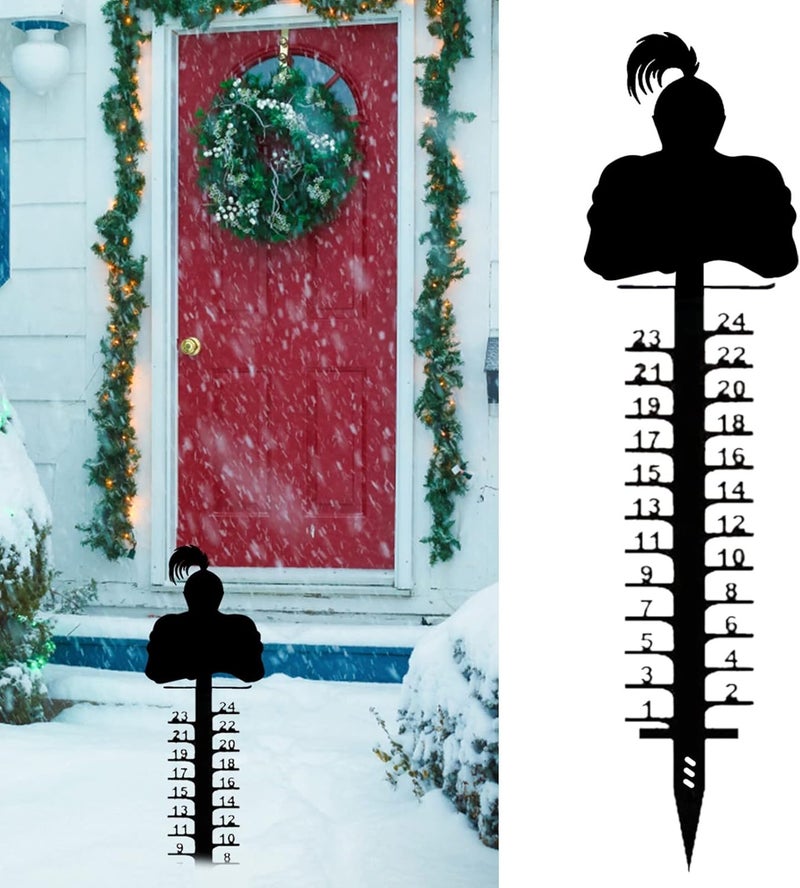 comfrt Snowflake Snow Gauge Outdoor, Snowflake Snow Gauge Measuring Gauge, Metal Snow Gauge Yard Stake for Yard, Christmas Rain Gauge Outdoor Decoration (Black) - Image 1