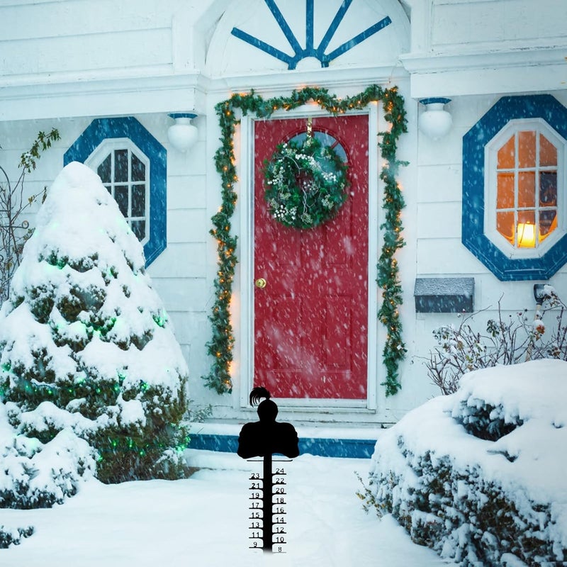 comfrt Snowflake Snow Gauge Outdoor, Snowflake Snow Gauge Measuring Gauge, Metal Snow Gauge Yard Stake for Yard, Christmas Rain Gauge Outdoor Decoration (Black) - Image 4