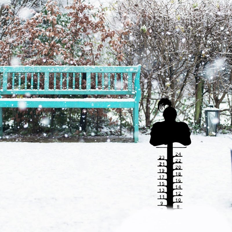 comfrt Snowflake Snow Gauge Outdoor, Snowflake Snow Gauge Measuring Gauge, Metal Snow Gauge Yard Stake for Yard, Christmas Rain Gauge Outdoor Decoration (Black) - Image 3