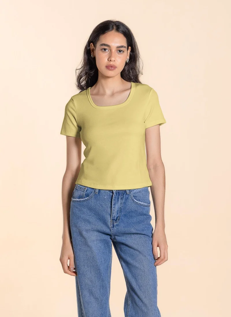 SHAPES WIDE NECK BASIC T-SHIRT