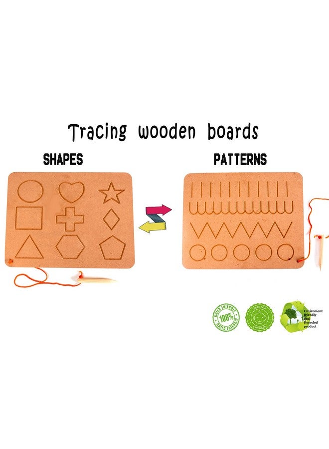 VikriDA Learning Educational Tracing Board and Shapes Puzzle Game Tray Toy with Wooden Pencil for Kids (Board Patterns,Fruit,ABC,ONE Two) - Image 4