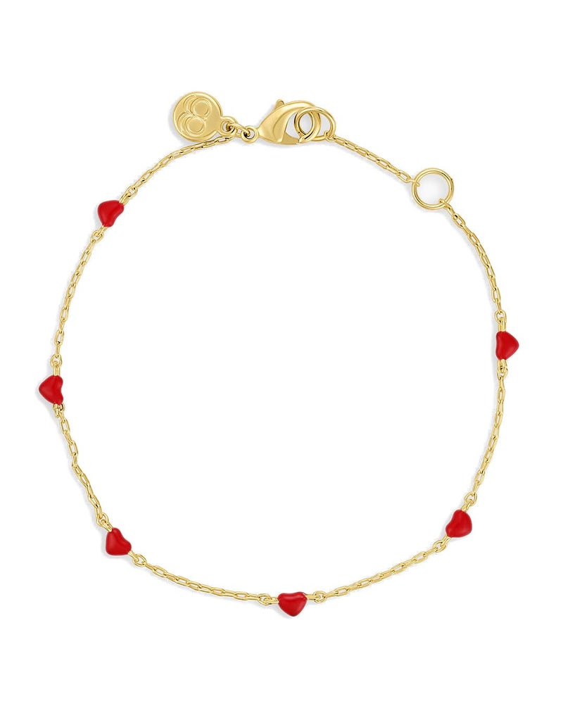 gorjana - Amour Bracelet Red 6 1/2" to 7" - 18k Gold Plated Brass - Red Enamel Hearts - Adjustable Length - Secure Lobster Closure - Ideal Gift Packaging - Everyday Stack, Layering with Other Jewelry - Image 1