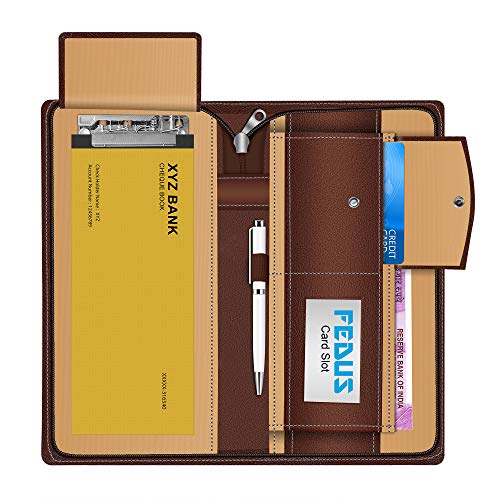 FEDUS PU Leather Expanding and Multiple Cheque Book Holder for Cards, Cheque Book, Traveling Wallets, Checkbook Holder, Documents Holder for Office & Home Use - Image 1