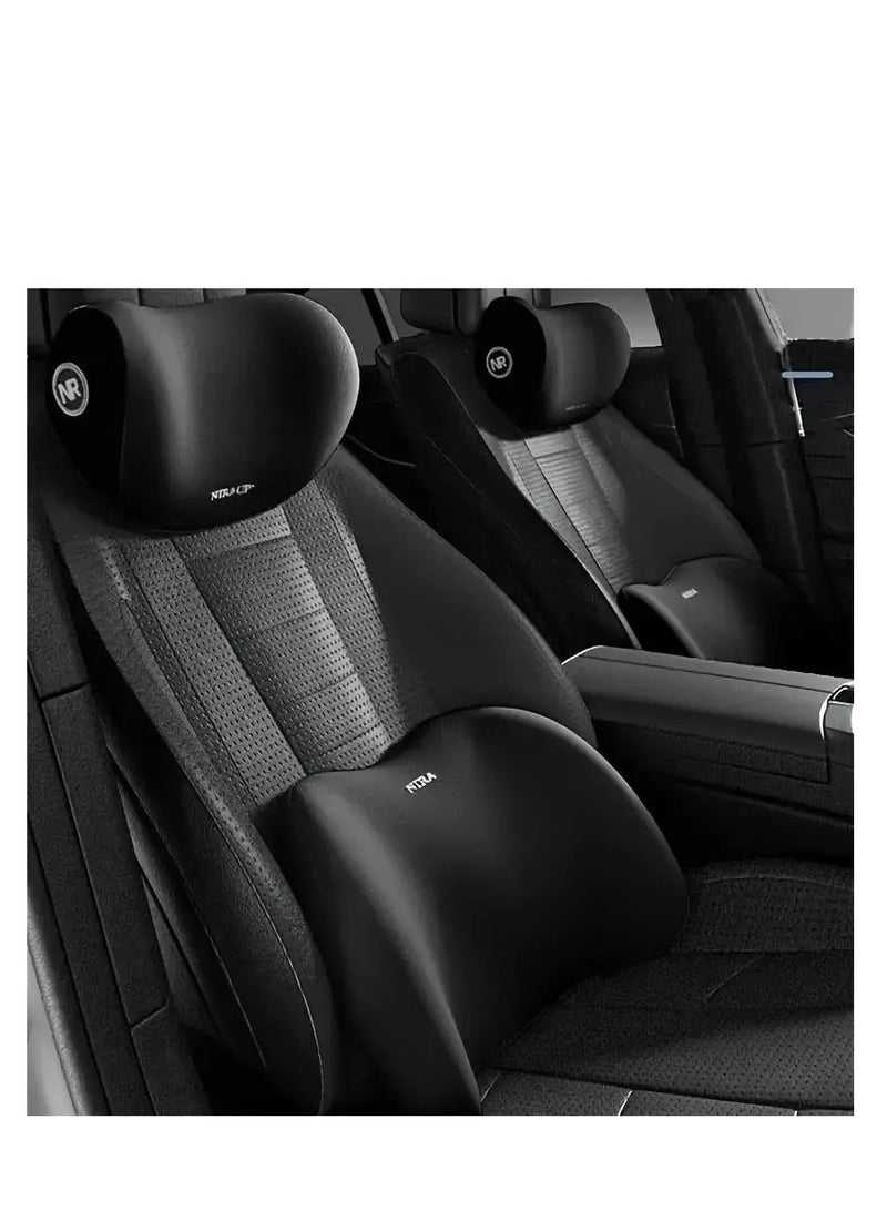 وسائد إسفنجية لدعم أسفل الظهر ومسند رأس للسيارة - وسائد إسفنجية مريحة للسيارة والمكتب. 1- وسادة دعم أسفل الظهر 1- وسادة مسند رأس