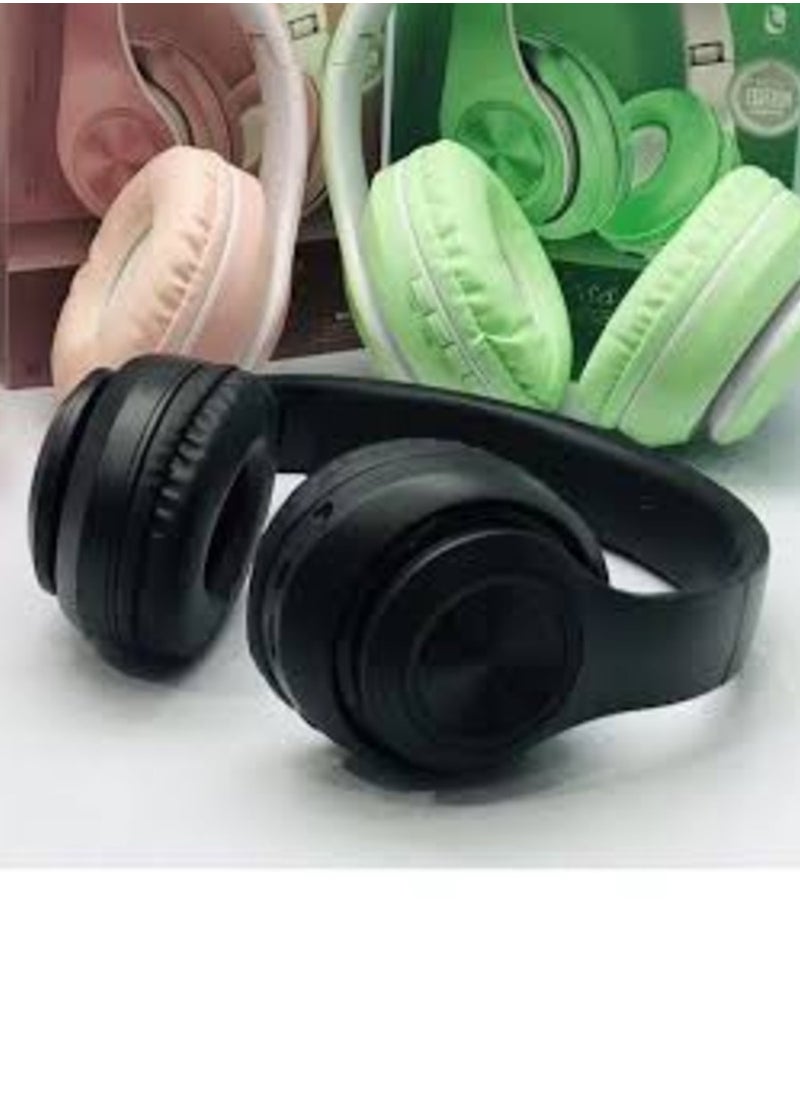 Generic P33 Wireless Stereo Surround Bass Headphone Headset Support TF Card - Black 