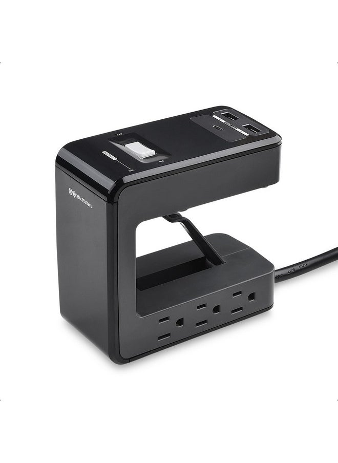 Cable Matters - Ul Listed 6 Outlet Desk Mount Surge Protector Power Strip 8 Feet Extra Long Cord 24W Usb C And Usb Charging 1080 Joules Surge Protection - Image 1