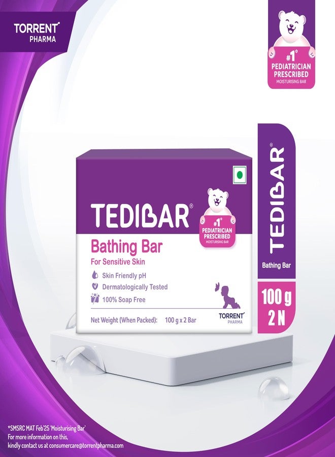 Tedibar Moisturising Baby Bathing Bar Each (100gx2) with Skin Friendly PH|100% Soap Free | Dermatologically Tested x Pack of 4 - Image 5