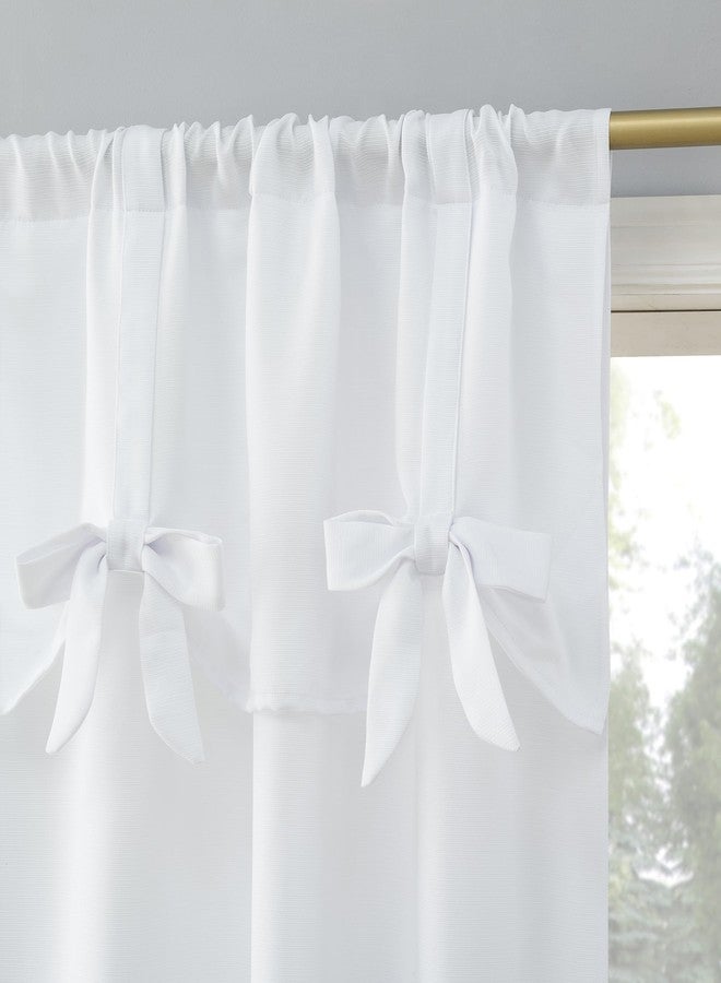 صن زيرو ستارة Sun Zero Emma Generation Bow Valance شبه شفافة بجيب للعمود، 40 بوصة × 63 بوصة، بيضاء - Image 1