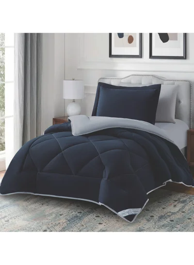 Donetella Bedding Comforter Set, Single Size Fits 120x200 cm - 4-Pcs Solid Quilted Bed Set, Microfiber Fabric - 1 Comforter, 1 Fitted Sheet And 2 Pillow Shams