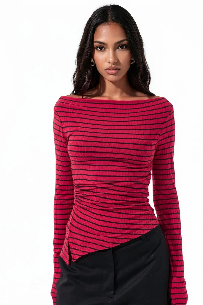 Busem Red BUSEM Cotton Elastane Blouse for Women | Best Price UAE