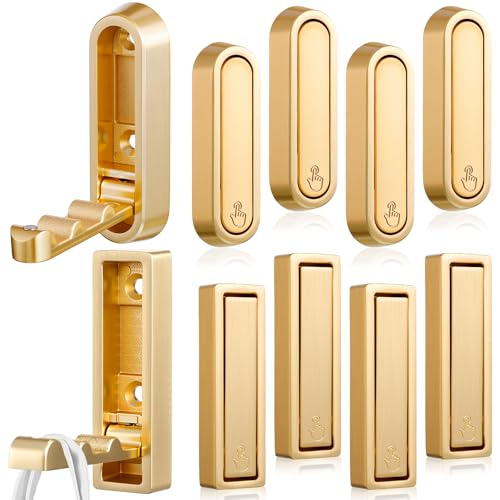 Otoolling 8 Pcs Folding Wall Hooks Foldable Coat Hooks Gold Heavy Duty Foldable Hook Bathroom Towel Hook Wall Mounted for Hanging Coat Towels Clothes Hat Bags Keys - Image 1