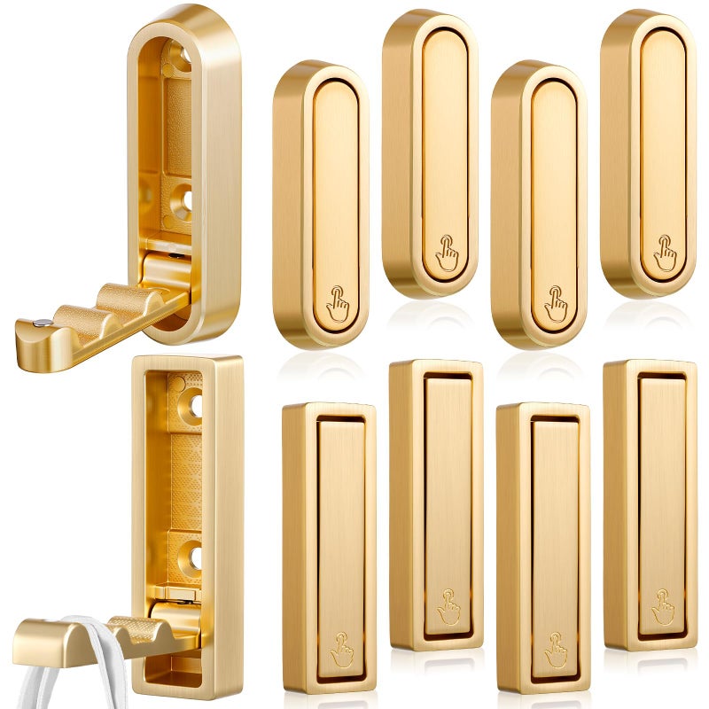 Otoolling 8 Pcs Folding Wall Hooks Foldable Coat Hooks Gold Heavy Duty Foldable Hook Bathroom Towel Hook Wall Mounted for Hanging Coat Towels Clothes Hat Bags Keys - Image 2