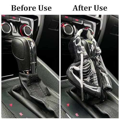 HXOUSE Skull Gear Shift Hoodie - Easy to Put & Remove Shifter Hoodie with Zipper, Soft & Comfortable Fabric Shift Knob Hoodie Fits Most Car Shifters Enhance Your Driving Experience - Image 3
