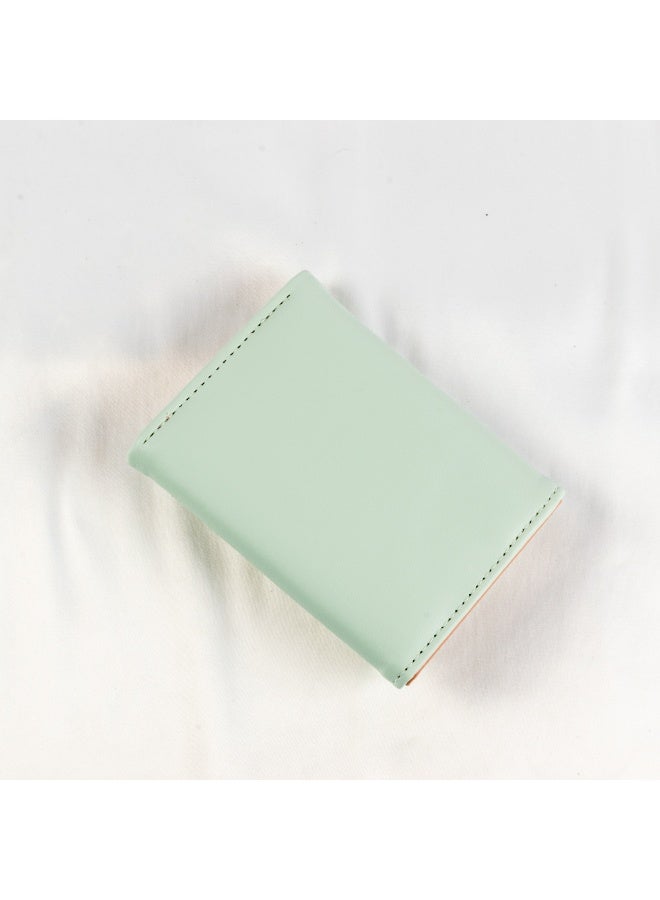 محفظة وحاملة بطاقات جلد أخضر تحتوي على جيوب متعددة للنقود والبطاقات - Image 2