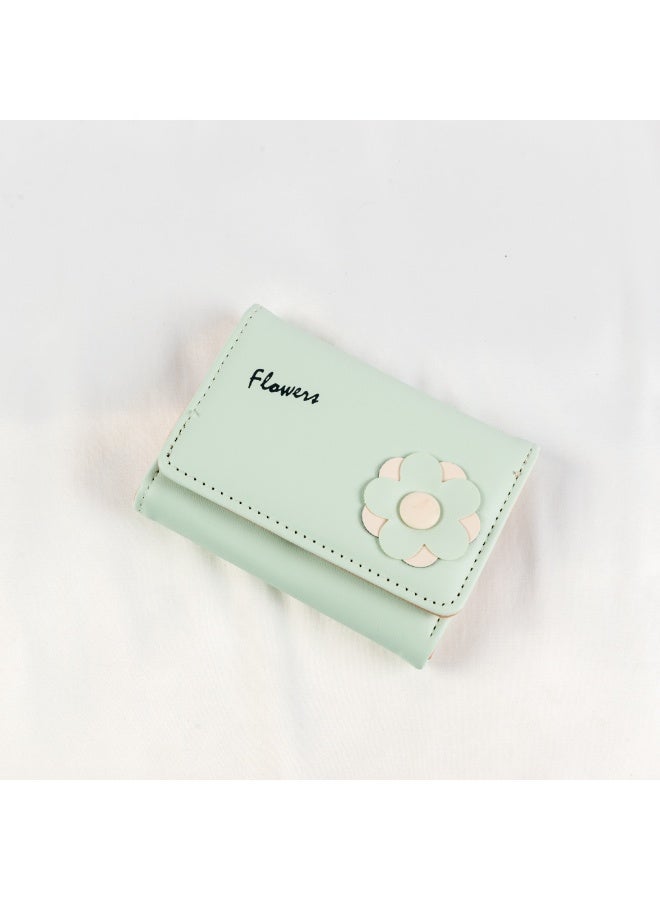 محفظة وحاملة بطاقات جلد أخضر تحتوي على جيوب متعددة للنقود والبطاقات - Image 1