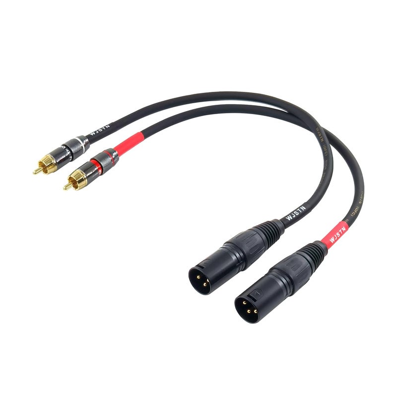 كابل RCA إلى XLR، كابل ذكر XLR إلى ذكر RCA، كابل ذكر RCA إلى ذكر XLR للصوت عالي الدقة، موصلات نحاسية خالية من الأكسجين مضفرة 4N OFC 20AWG محمية بزوج مجدول، عبوة من قطعتين (1 قدم) - Image 2