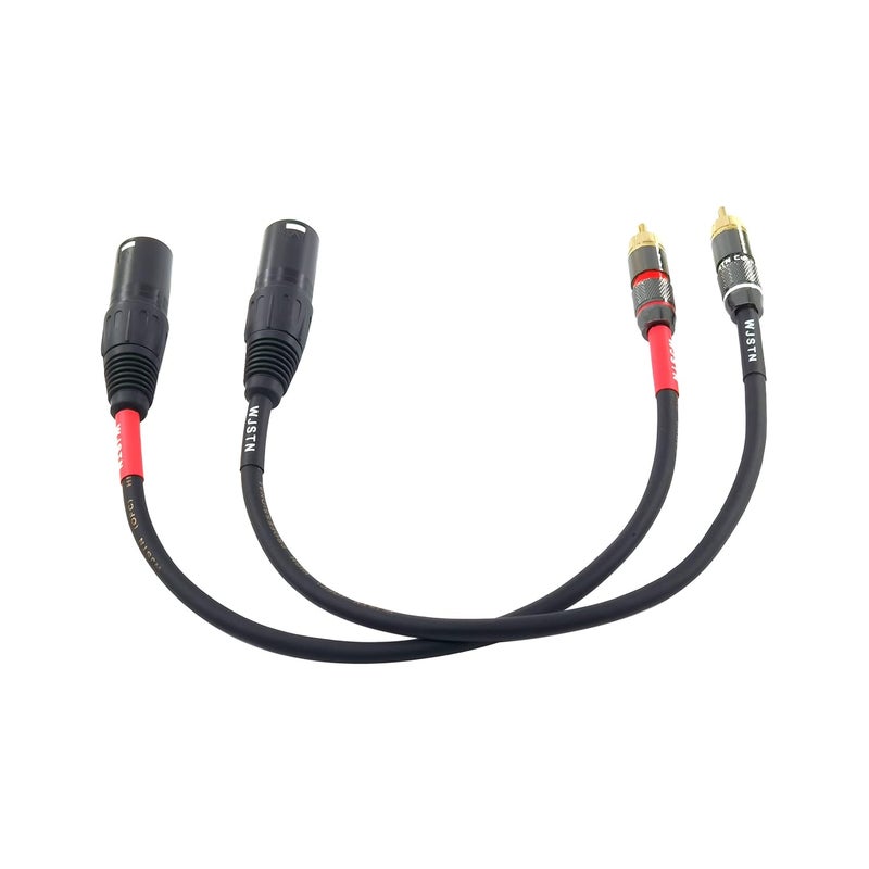 كابل RCA إلى XLR، كابل ذكر XLR إلى ذكر RCA، كابل ذكر RCA إلى ذكر XLR للصوت عالي الدقة، موصلات نحاسية خالية من الأكسجين مضفرة 4N OFC 20AWG محمية بزوج مجدول، عبوة من قطعتين (1 قدم) - Image 3
