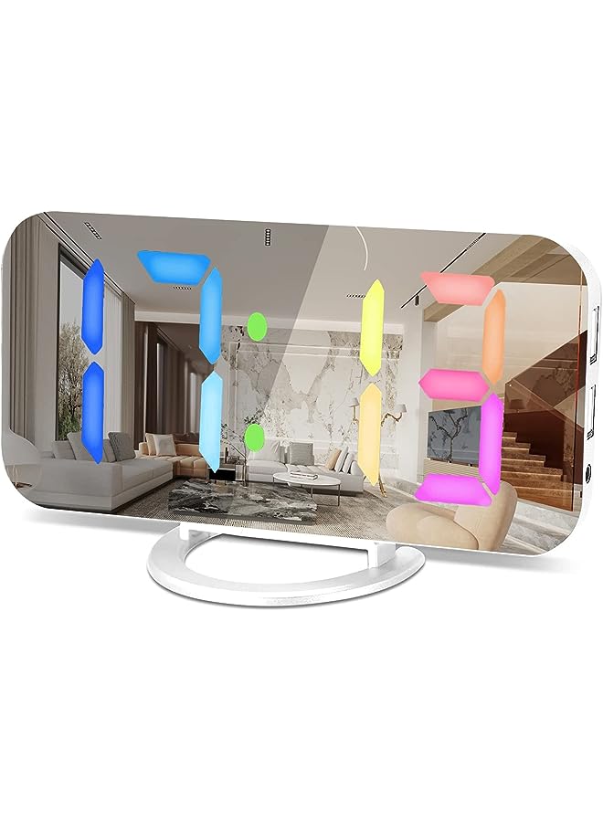 Raxoom Alarm Clock,LED and Mirror Clocks Large Display,12/24H,Auto Dimming,Modern Desk Clock for Bedroom Home Office Decor- Multicolor - Image 1