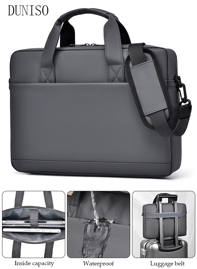 DUNISO 15.6 Inch Laptop Bag Lightweight Computer Bag Travel Business Briefcase Water Resistance Shoulder Messenger Bag Laptop Handbag for Men and Women Work Office  - Image 1
