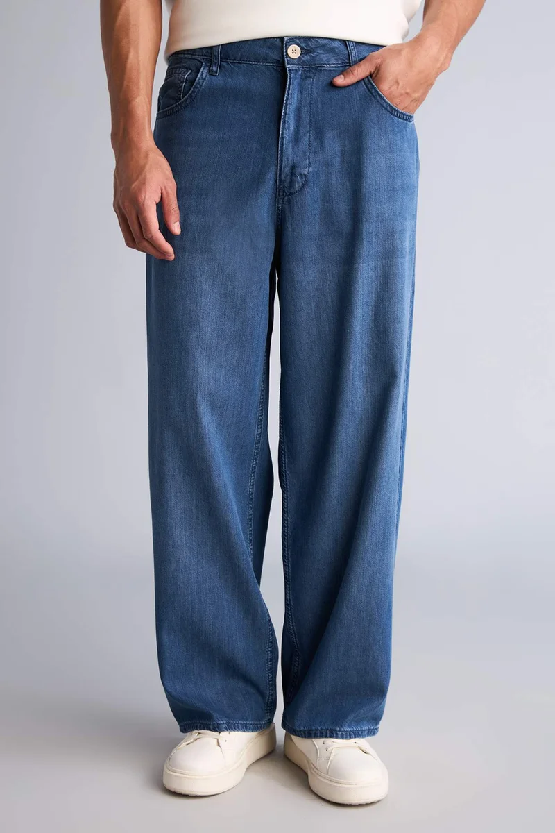 Defacto  Cigarette Fit Normal Waist Wide Leg Jeans for Men | Best Price UAE