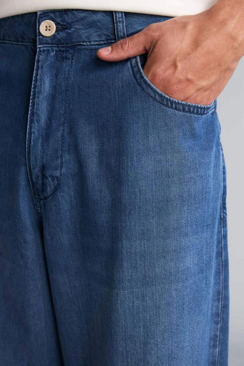 Defacto  Cigarette Fit Normal Waist Wide Leg Jeans for Men | Best Price UAE