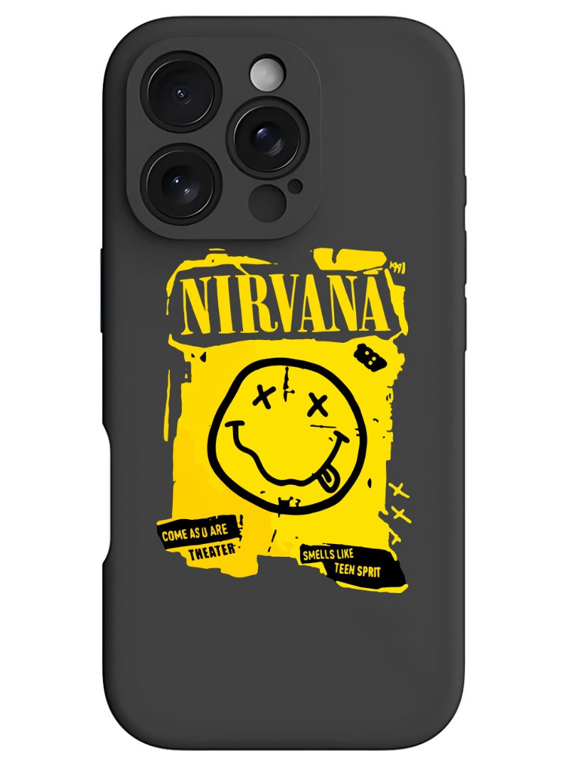 Theodor iPhone 16 Pro Max Black Protective Slim Fit Case Liquid Silicone Cover with Full Body Protection Anti-Scratch Shockproof Case For iPhone - Nirvana - Image 1