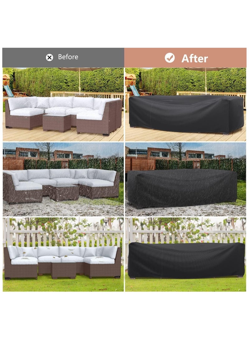 GUDOO غطاء أثاث حديقة الفناء الخارجي 242x162x100 سم، غطاء مجموعة أثاث الحديقة مقاوم للماء، أغطية مجموعة الطاولات والكراسي الخارجية، أغطية أثاث من قماش أكسفورد شديد التحمل مقاوم للغبار ومضاد للأشعة فوق البنفسجية - Image 3