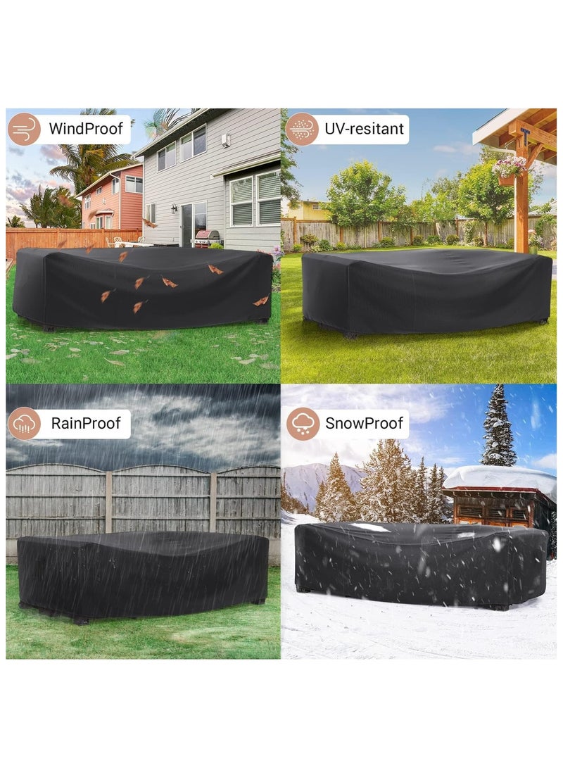 GUDOO غطاء أثاث حديقة الفناء الخارجي 242x162x100 سم، غطاء مجموعة أثاث الحديقة مقاوم للماء، أغطية مجموعة الطاولات والكراسي الخارجية، أغطية أثاث من قماش أكسفورد شديد التحمل مقاوم للغبار ومضاد للأشعة فوق البنفسجية - Image 4