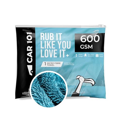 CAR101 Microfiber Cloth - 1Pcs - 60x50 cm - 600 GSM - Blue | Multipurpose | Lint-Free | Superior Softness & High Absorbency | Microfibre Towels for Car, Bike & Household Cleaning - Image 1