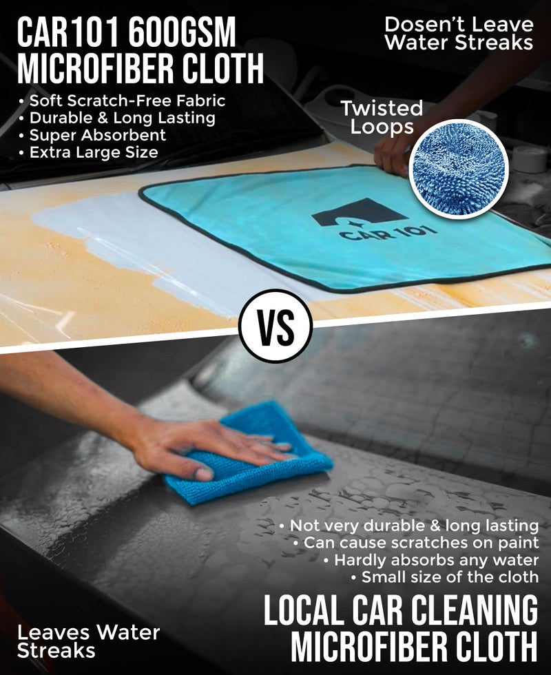 CAR101 Microfiber Cloth - 1Pcs - 60x50 cm - 600 GSM - Blue | Multipurpose | Lint-Free | Superior Softness & High Absorbency | Microfibre Towels for Car, Bike & Household Cleaning - Image 3