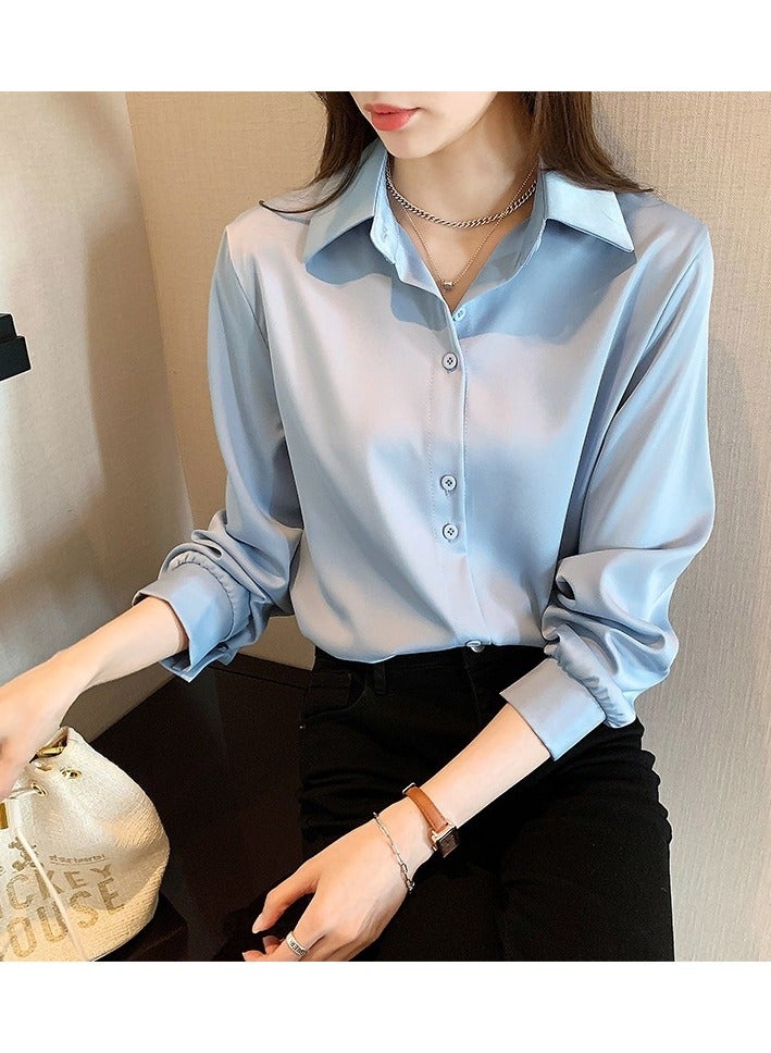 Shougu New Temperament Solid Color Shirt Women's Long Sleeved Shirt  - Image 1