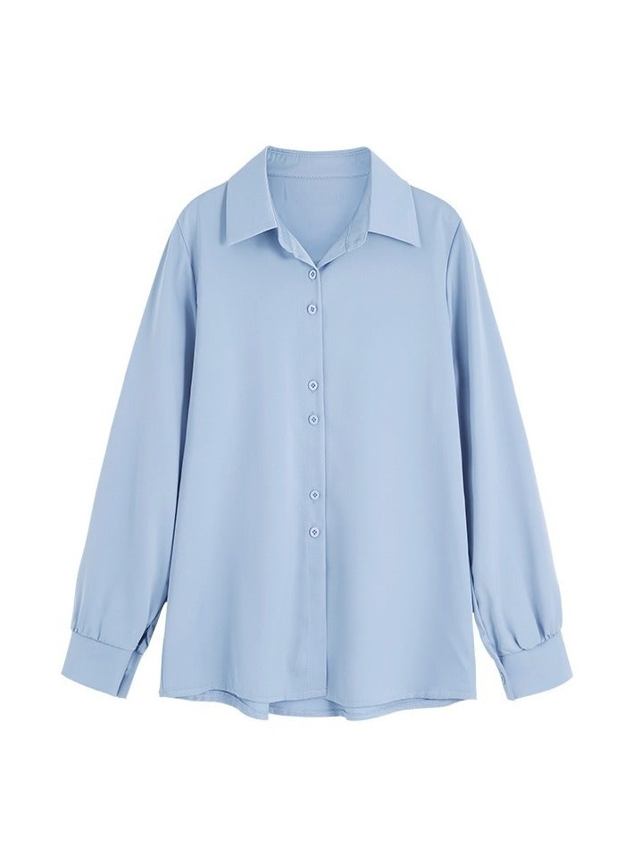 Shougu New Temperament Solid Color Shirt Women's Long Sleeved Shirt  - Image 2