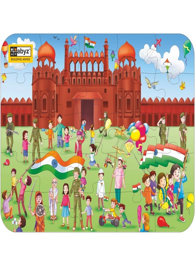 ABYZ Wooden Jigsaw Puzzle – Independence Day Playset for Fun Educational & Little Explorers, 25-Pieces & Pack of 3 Multicolor | Birthday Gift for (4-6 Years) Age Kids. - Image 1