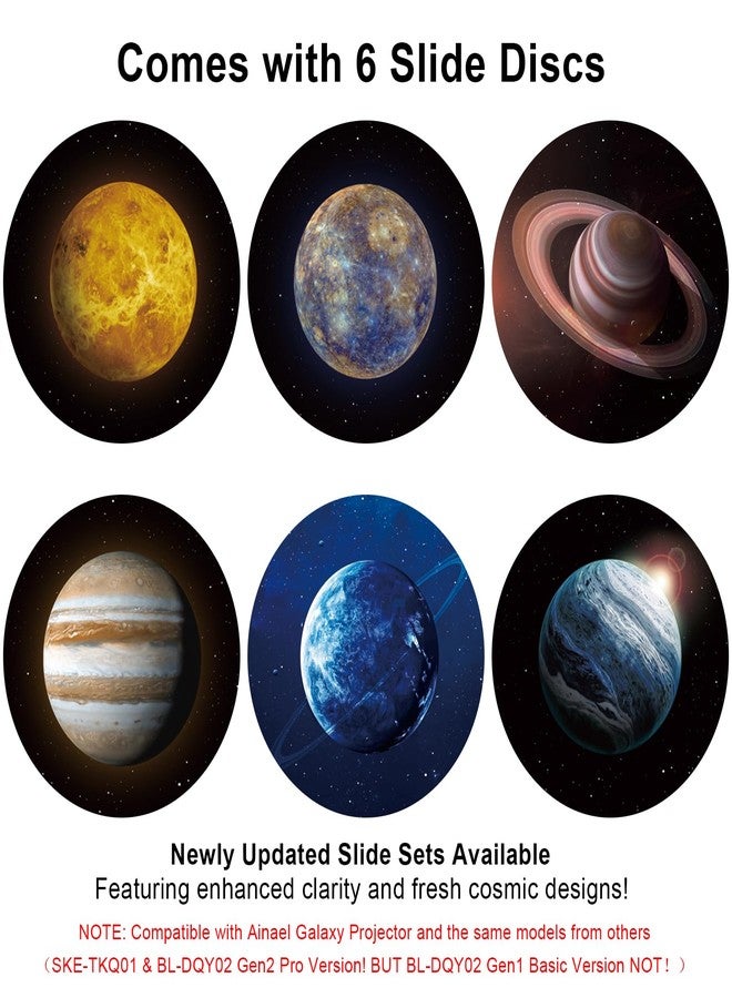 Ainael Galaxy Projector Disc - Ultra HD Projector Slide, Compatible with Ainael Galaxy Projectors and Model SKE-TKQ01 & BL-DQY02 Projectors - 6 Disc Set (Solar System) - Image 2