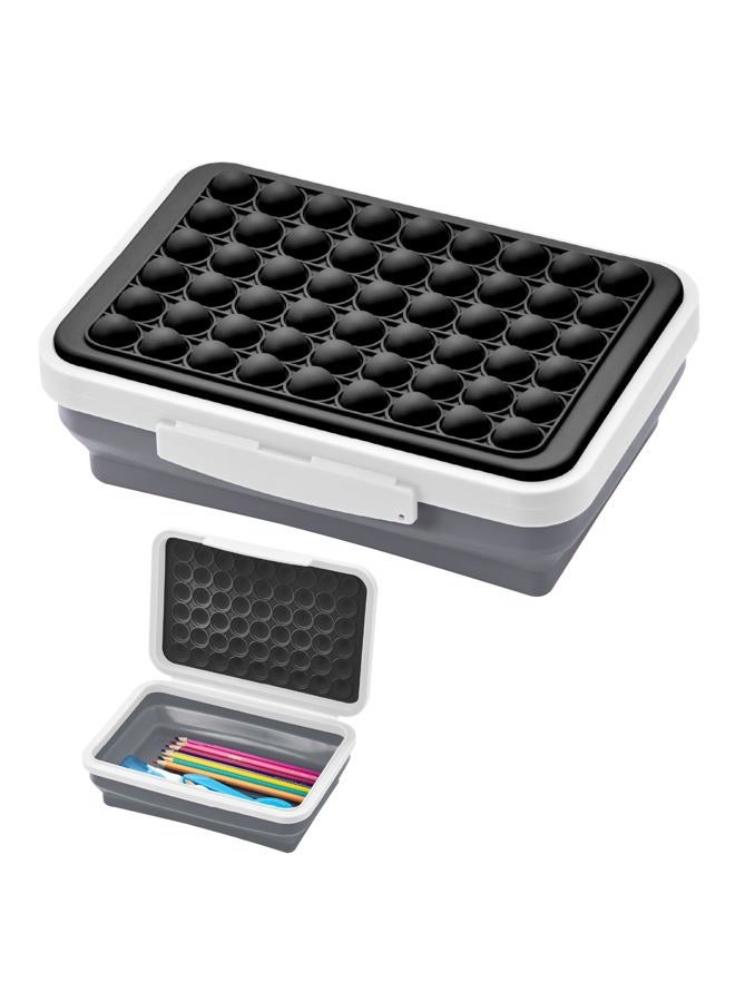 LockerMate by Bostitch Pencil Case, Flexi Storage Box with Pop-It Fidget Top Lid, Sensory Popper, for School Supplies, Pencils, Pens, Markers, Collapsible, Black/White - Image 1