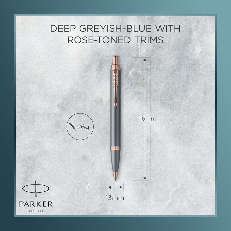 Parker IM Ballpoint Pen | Finishing Touch Collection | Slate Finish | Medium Point with Blue Ink Refill | Gift Box - Image 3