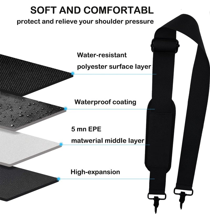 AREYLO Universal Replacement Laptop Shoulder Strap, Durable 55" Adjustable Comfortable Belt with Metal Hooks for Briefcase, Computer Messenger Bag, Laptop Case Luggage/Duffel/Camera, (Black) - Image 5