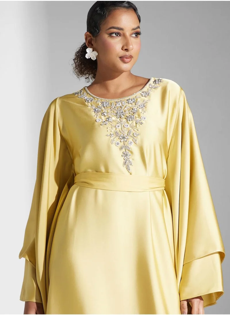 Yaser albik Embroidered Tiered Dress