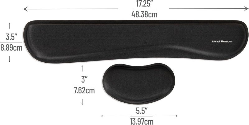 Mind Reader Harmony Collection, Ergonomic Wrist Rest Set, Gel and Memory Foam Support for The Keyboard and Mouse, Textured Neoprene Surface, Non-Slip Rubberized Base, 2pcs., Black - Image 3