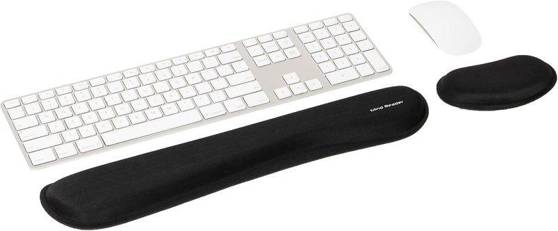 Mind Reader Harmony Collection, Ergonomic Wrist Rest Set, Gel and Memory Foam Support for The Keyboard and Mouse, Textured Neoprene Surface, Non-Slip Rubberized Base, 2pcs., Black - Image 1