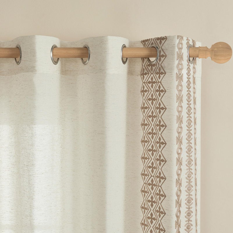 FOLKSIDE Cream Curtains 108 Inches Long for Living Room Bedroom Curtains 2 Panels set Grommet Semi Sheer Flax Linen Drapes for High Ceiling to Floor Length Sliding Glass Doors, 52x108 Inch Length, Taupe - Image 3