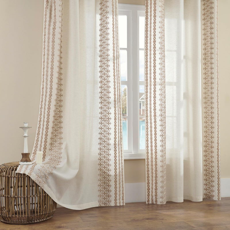 FOLKSIDE Cream Curtains 108 Inches Long for Living Room Bedroom Curtains 2 Panels set Grommet Semi Sheer Flax Linen Drapes for High Ceiling to Floor Length Sliding Glass Doors, 52x108 Inch Length, Taupe - Image 2