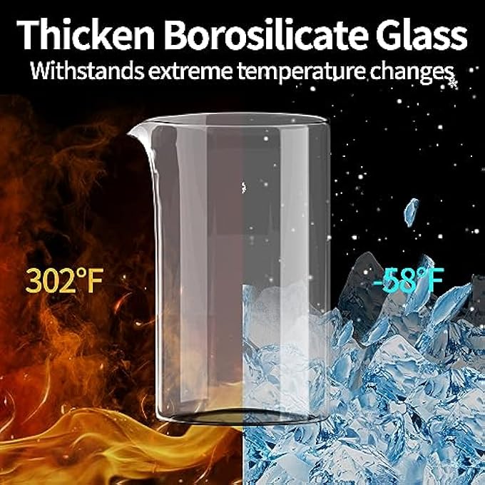 NALACAL French Press Coffee Maker 34Oz Borosilicate Glass French Press With 4 Filters Heat Resistant French Press Coffee Brewing French Press Portable Glass Coffee Press For Camping Travel Gifts - Image 2