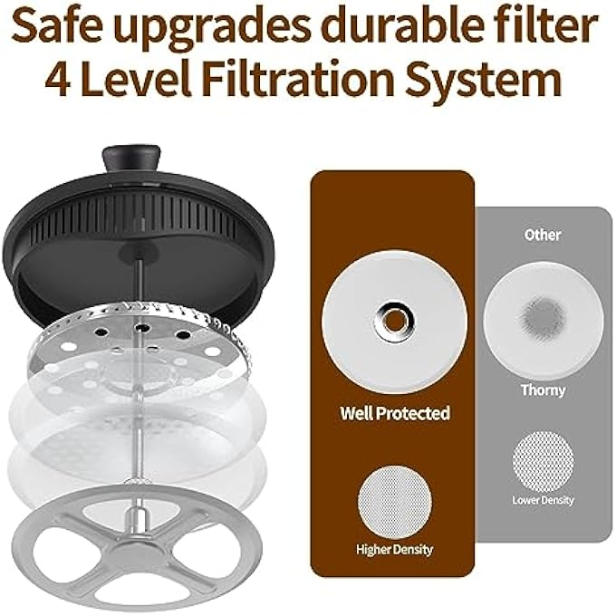 NALACAL French Press Coffee Maker 34Oz Borosilicate Glass French Press With 4 Filters Heat Resistant French Press Coffee Brewing French Press Portable Glass Coffee Press For Camping Travel Gifts - Image 4