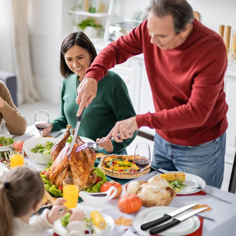 Zhehao 200 Pcs Steak Knives 8.39 Inches Stainless Steel Serrated Blade Steak Knives Set with Round Tip Plastic Handle for Restaurant Kitchen, 4.72 Inch Blade - Image 4