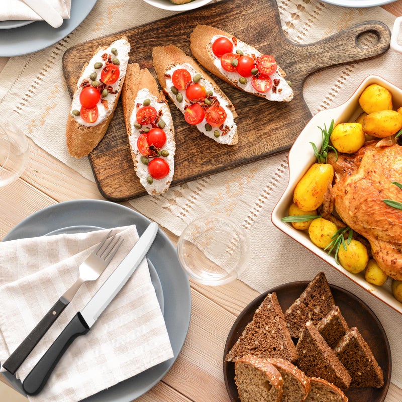 Zhehao 200 Pcs Steak Knives 8.39 Inches Stainless Steel Serrated Blade Steak Knives Set with Round Tip Plastic Handle for Restaurant Kitchen, 4.72 Inch Blade - Image 3